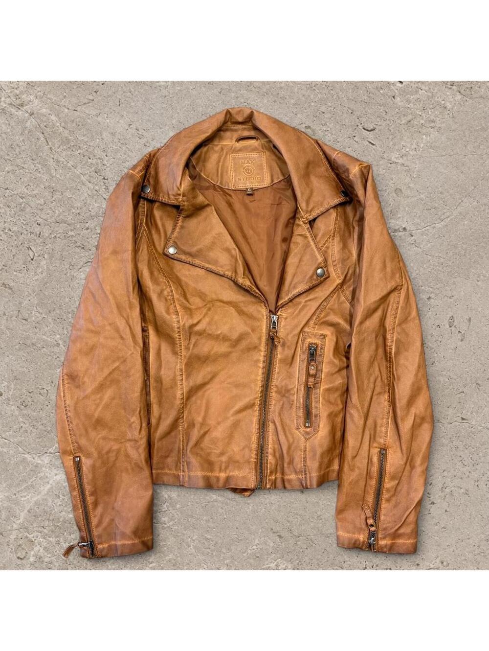 Fire Y2K Studio Max Brown Faux Leather Jacket